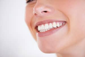 Closeup of Woman White Teeth