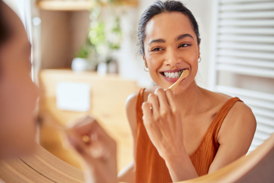 Woman Brushing